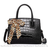 Sac Main Léopard Compact Noir À Main Femme