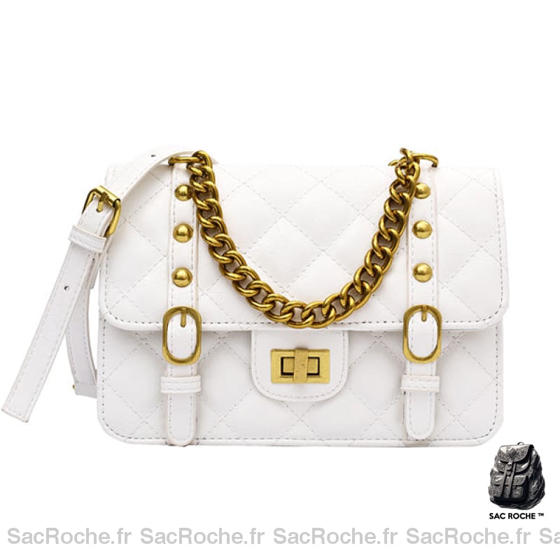 Sac Main Luxe Chaîne Blanc Matelassé Sac À Main Femme