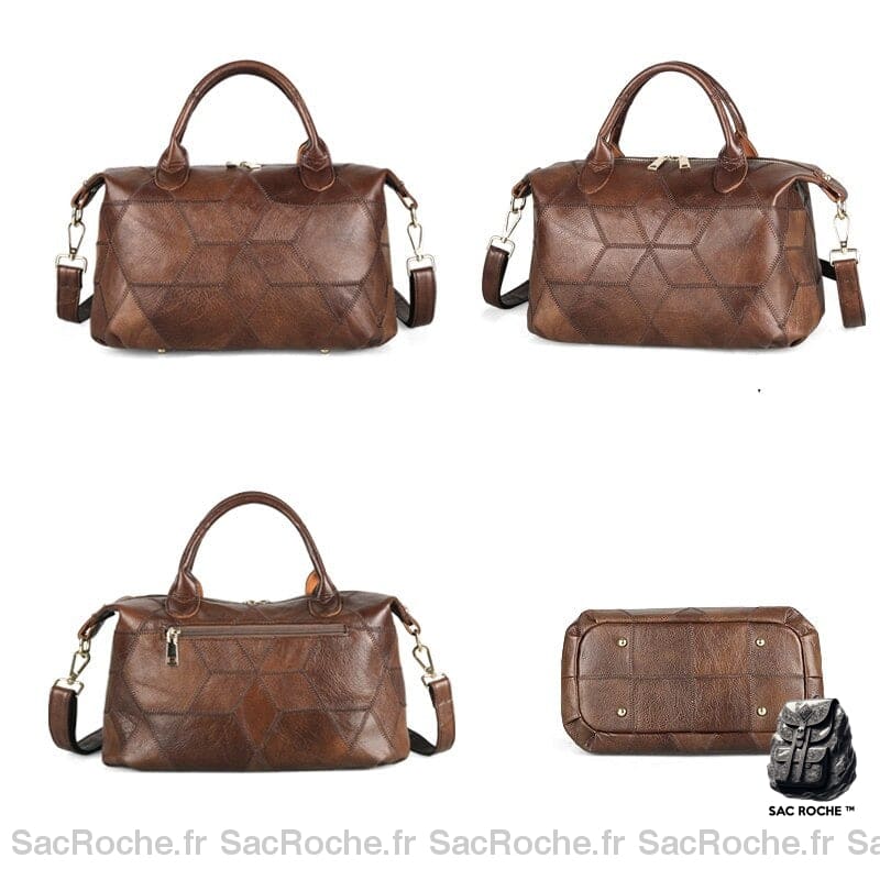 Sac Main Marron Cuir Souple Femme À