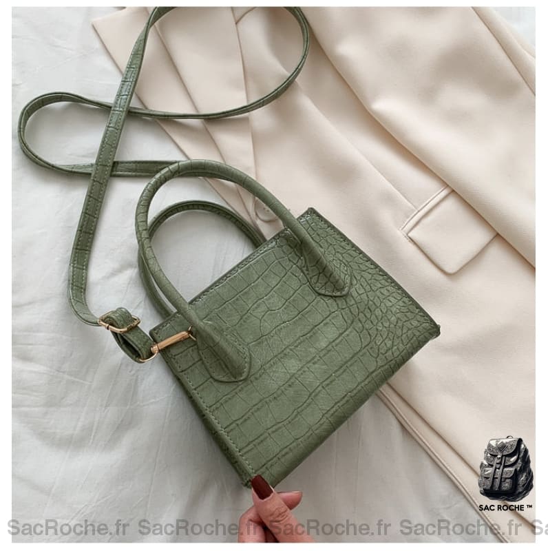 Sac Main Mini Cuir Vert Sac À Main Femme