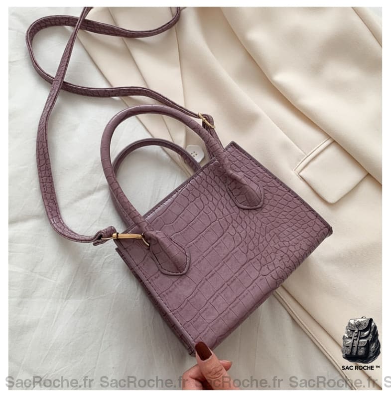 Sac Main Mini Cuir Violet Sac À Main Femme