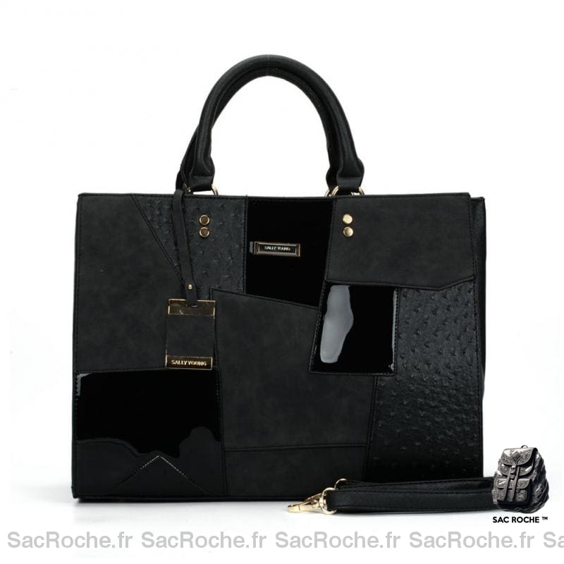 Sac Main Moyen Femme Cuir Noir À