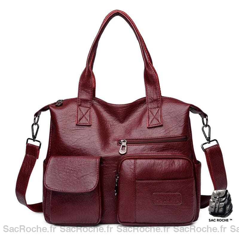 Sac Main Multi-Poches Petit Rouge À Main Femme