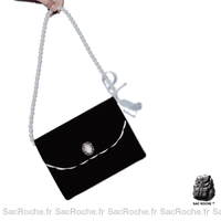Sac main noir femme avec perle - Sac Roche ™