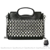 Sac Main Noir Femme Perles Argentées 1 / 21X16X8Cm À