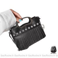Sac Main Noir Femme Perles Argentées - modèle 2 / 21x16x8cm - Sac Roche ™