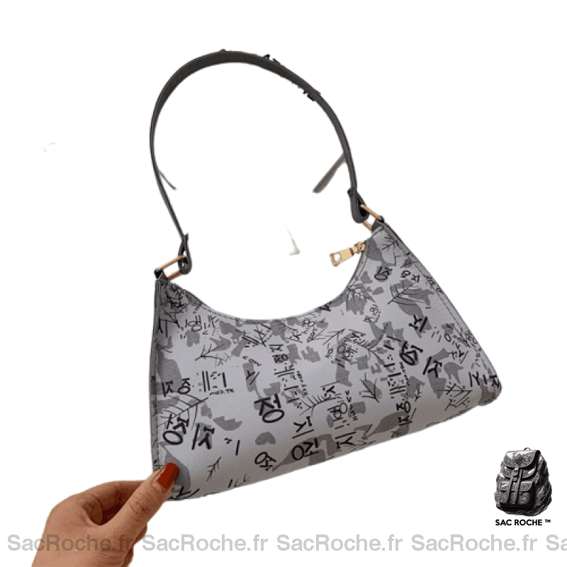 Sac Main Porté Épaule Cuir Femme Gris / 25X17X6.5Cm À