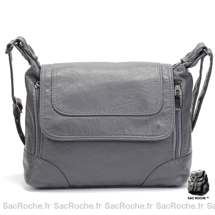 Sac Main Porté Épaule Simili Cuir Gris Sac À Main Femme