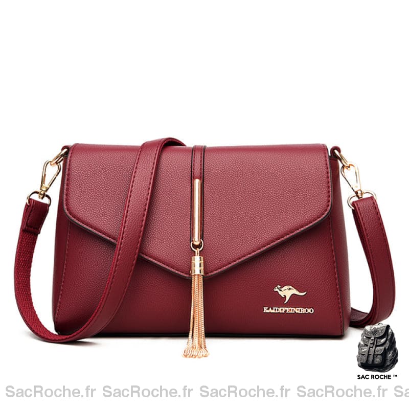 Sac Main Porté Épaule Style Pochette Camel Rouge Sac À Main Femme