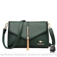 Sac Main Porté Épaule Style Pochette Camel - modèle Vert - Sac Roche ™