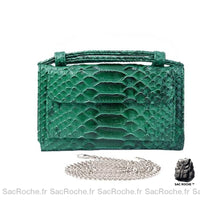 Sac Main Portefeuille Femme Cuir Vert / 18X10Cm À