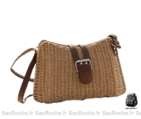 Sac Main Raphia Femme - modèle Kaki / 28 x 7 x 17cm - Sac Roche ™