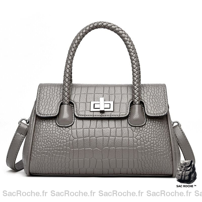 Sac Main Rigide Femme Gris À