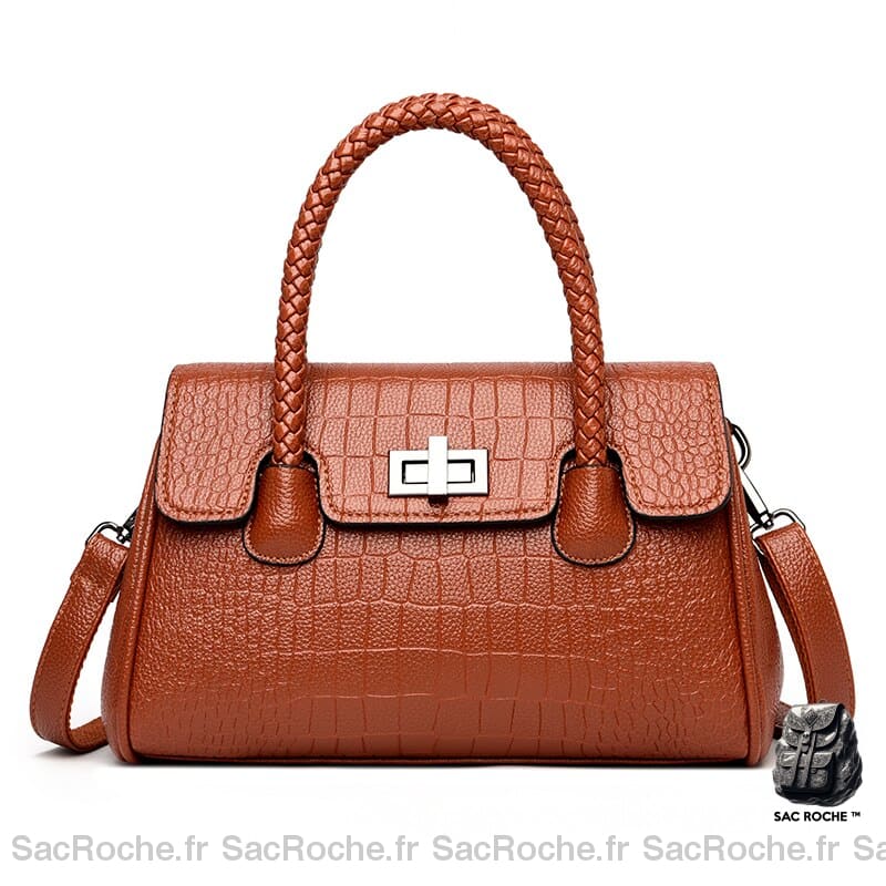 Sac Main Rigide Femme Marron À