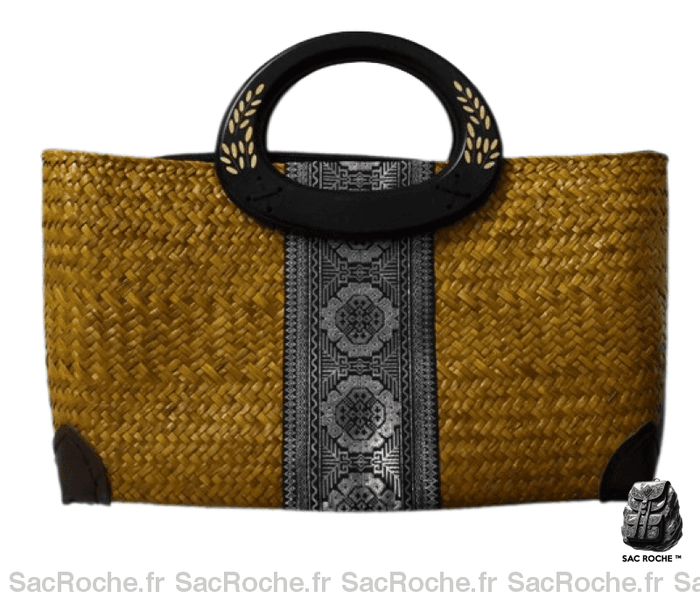 Sac Main Rotin Femme Naturel Fashion Doré À