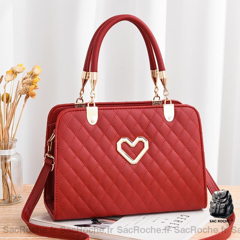 Sac Main Saint-Valentin Petit Rouge Foncé À Main Femme