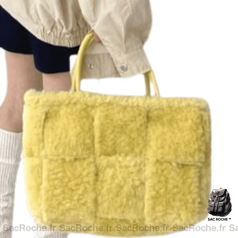 Sac Main Shopper Femme Jaune / 33X22X12Cm À