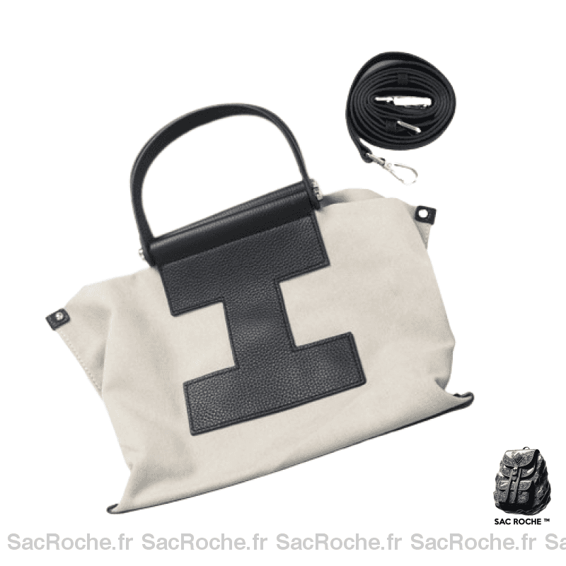 Sac Main Toile Cuir Femme Noir À