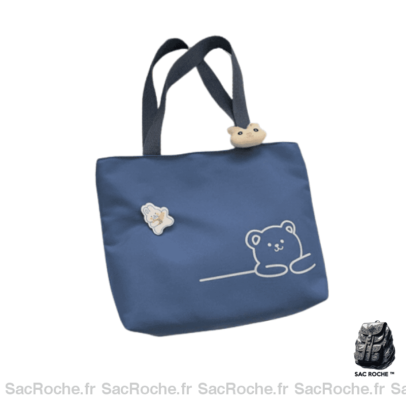 Sac Main Toile Femme Bleu À