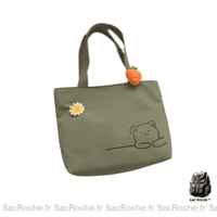 Sac Main Toile Femme - modèle Vert - Sac Roche ™