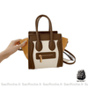 Sac Main Travail Femme Elégant Marron Et Blanc / 30 X 20 10Cm À