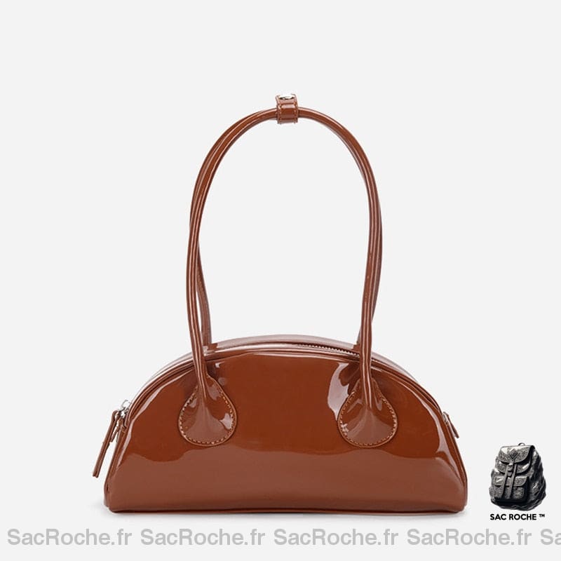 Sac Main Verni Femme Rose Marron / 27X13X9Cm À