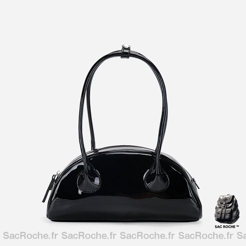 Sac Main Verni Femme Rose Noir / 27X13X9Cm À