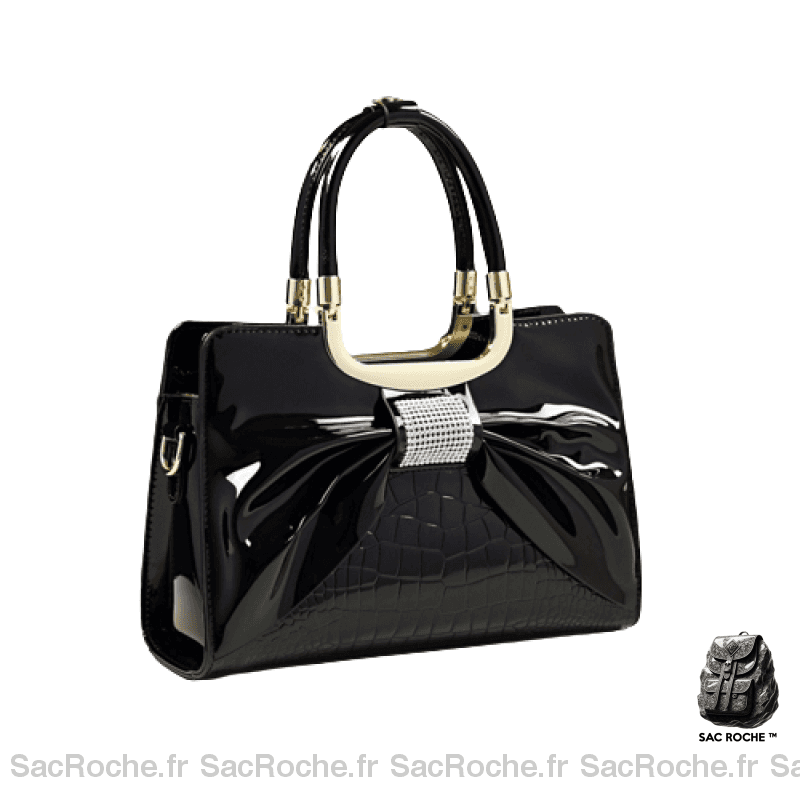 Sac Main Vernis Femme Noir À