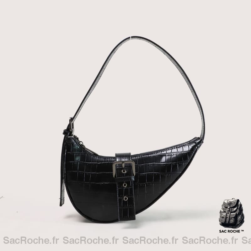 Sac Main Vernis Noir Femme Peau De Crocodile À