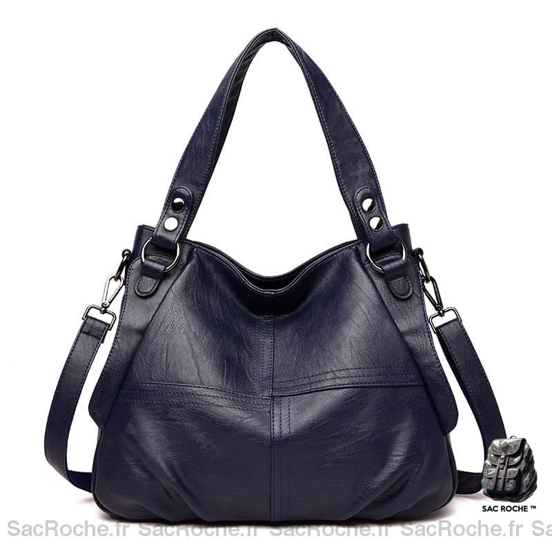 Sac Main Ville Femme Cuire Bleu / 36Cm X 14Cm 28Cm À