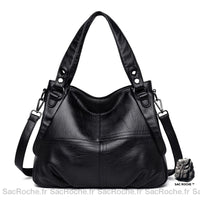 Sac Main Ville Femme Cuire - modèle Noir / 36cm x 14cm x 28cm - Sac Roche ™