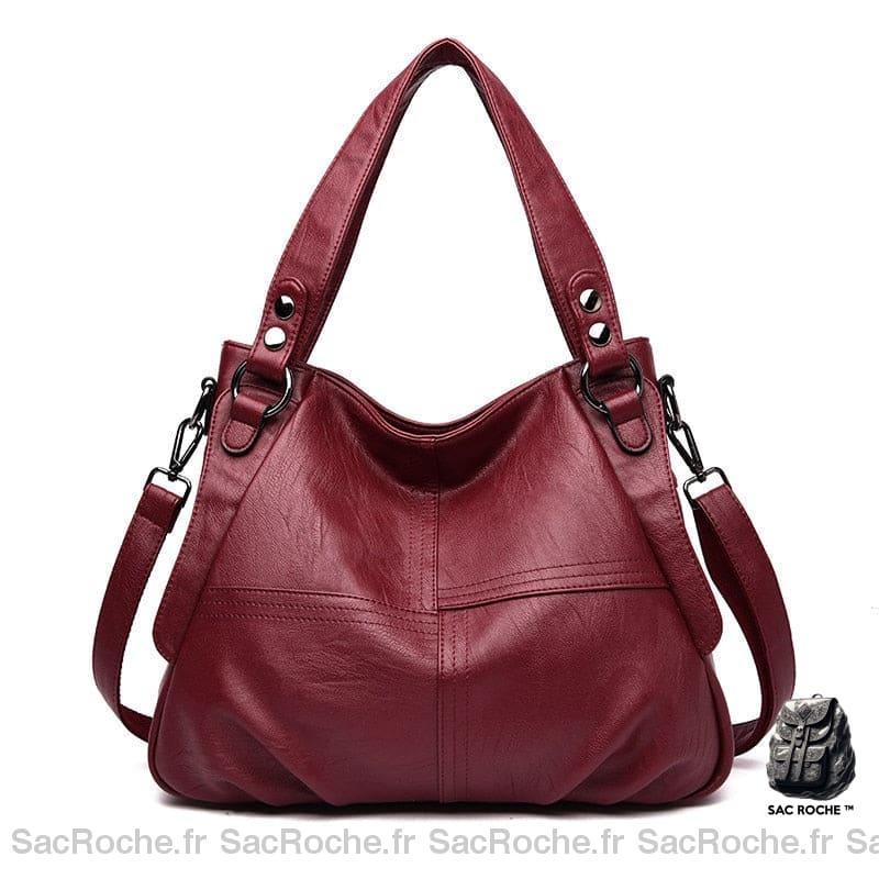 Sac Main Ville Femme Cuire Rouge / 36Cm X 14Cm 28Cm À