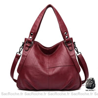 Sac Main Ville Femme Cuire - modèle Rouge / 36cm x 14cm x 28cm - Sac Roche ™