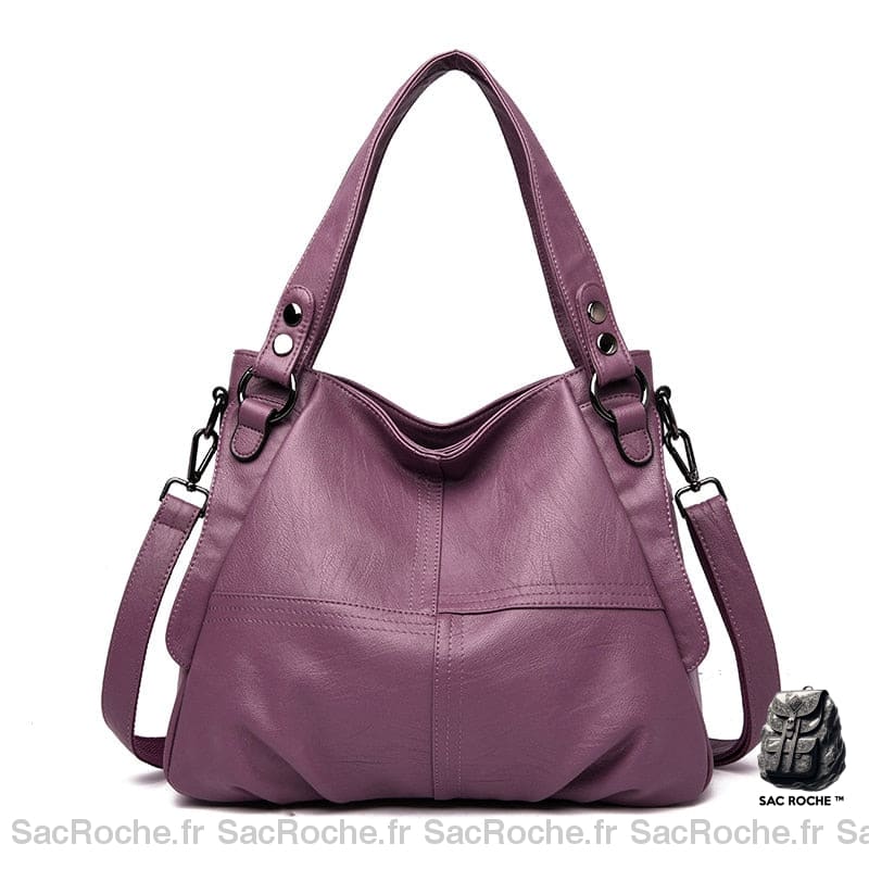 Sac Main Ville Femme Cuire Violet / 36Cm X 14Cm 28Cm À