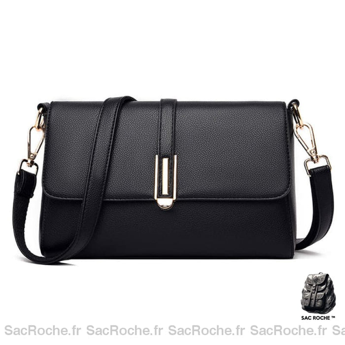 Sac Messager Femme Rétro Chic Noir Sac À Main Femme