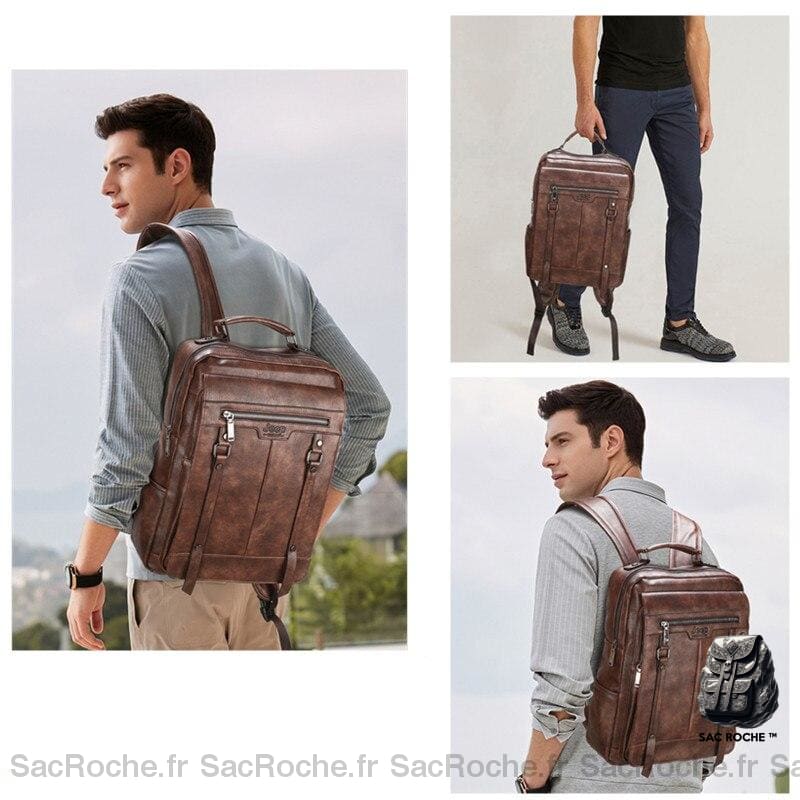 Sac Ordinateur Cuir Synthétique Grande Capacité À Dos Homme