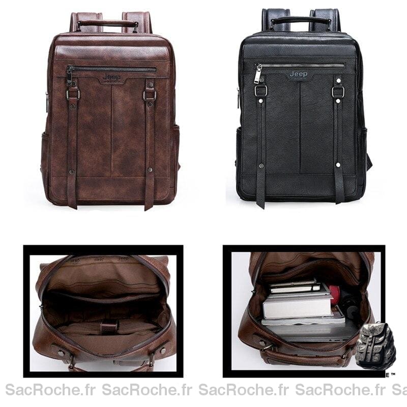 Sac Ordinateur Cuir Synthétique Grande Capacité À Dos Homme