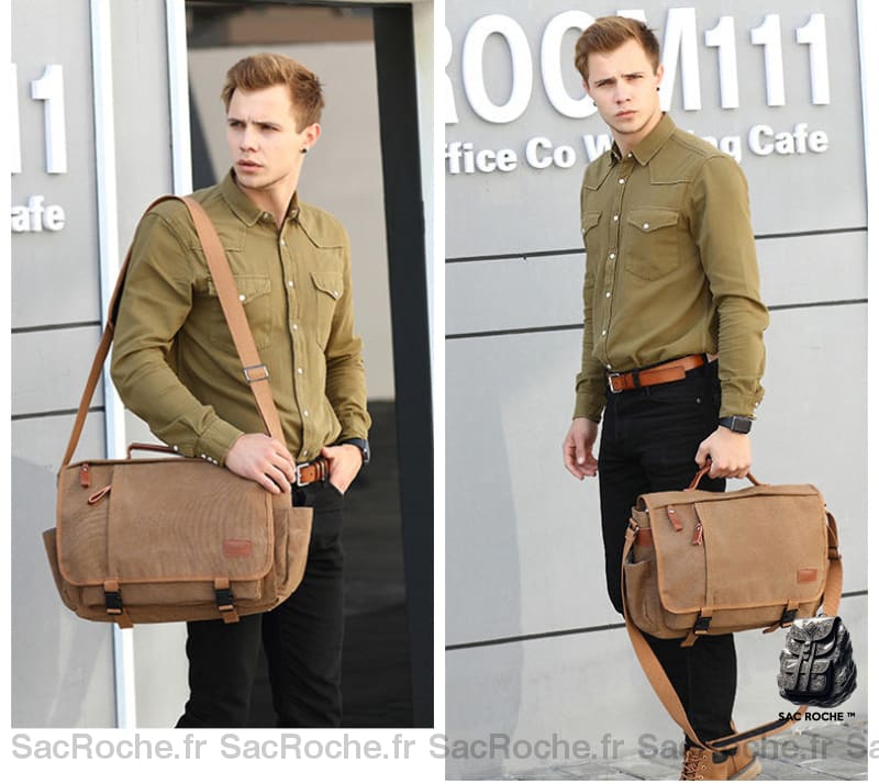 Sac Ordinateur Vintage Bandoulière Cartable Homme