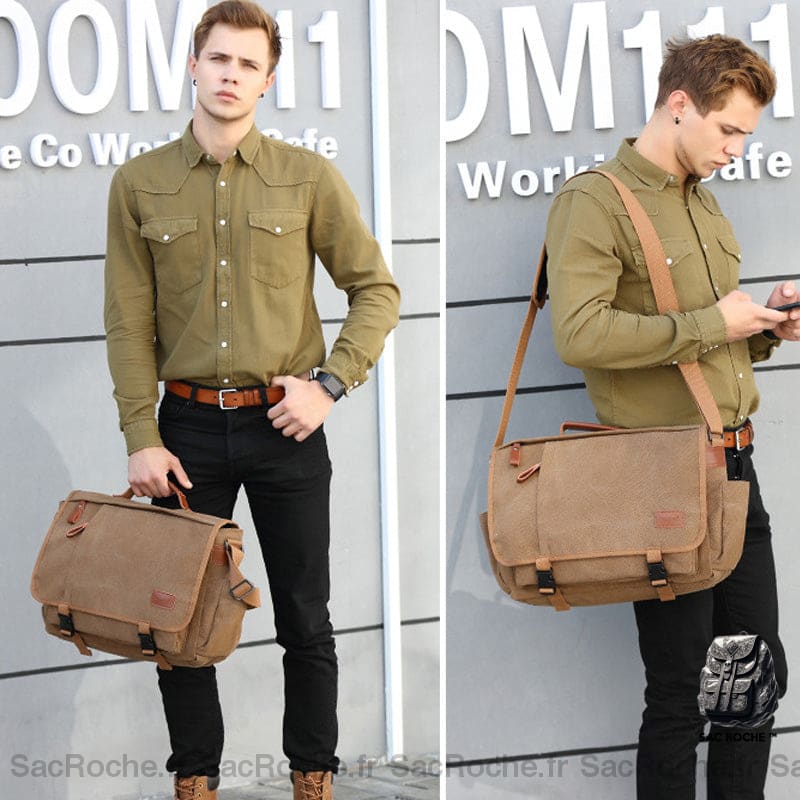 Sac Ordinateur Vintage Bandoulière Cartable Homme