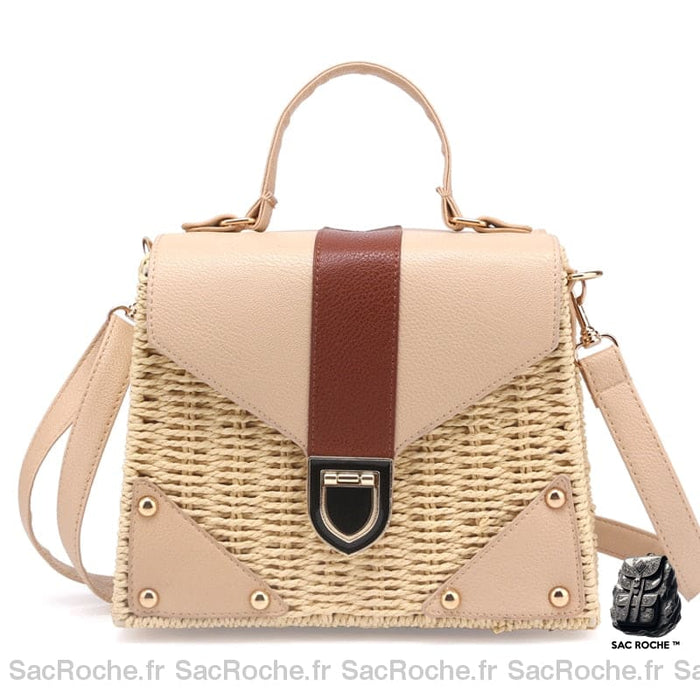 Sac Osier Fait Main Panier Rigide Beige Sac À Main Femme