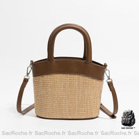 Sac Osier Femme - modèle Marron / 19x8x14cm - Sac Roche ™