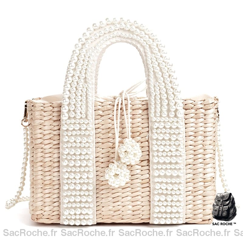 Sac Paille Bandoulière Perles Fait Main Sac À Main Femme