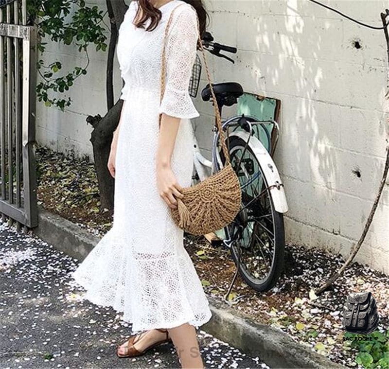 Sac Paille Femme Demi-Rond À Dos