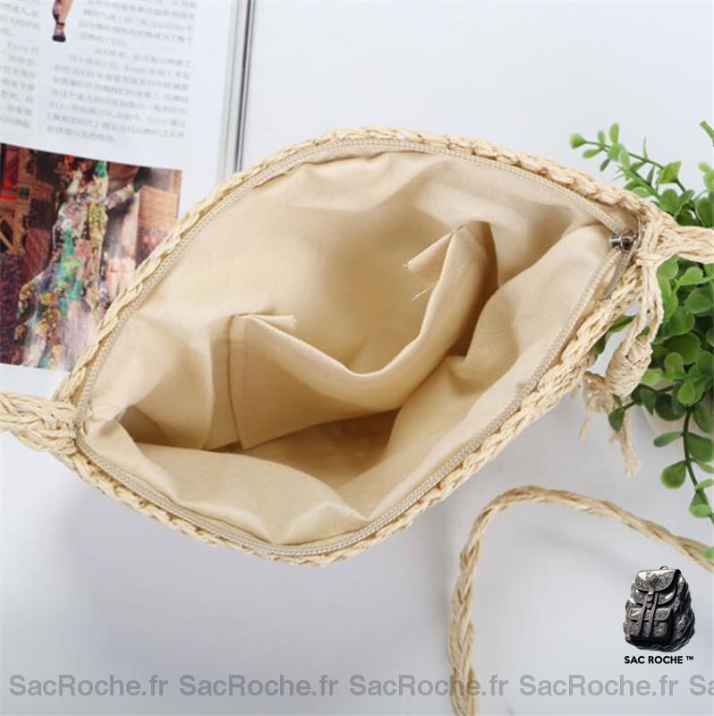 Sac Paille Femme Demi-Rond À Dos