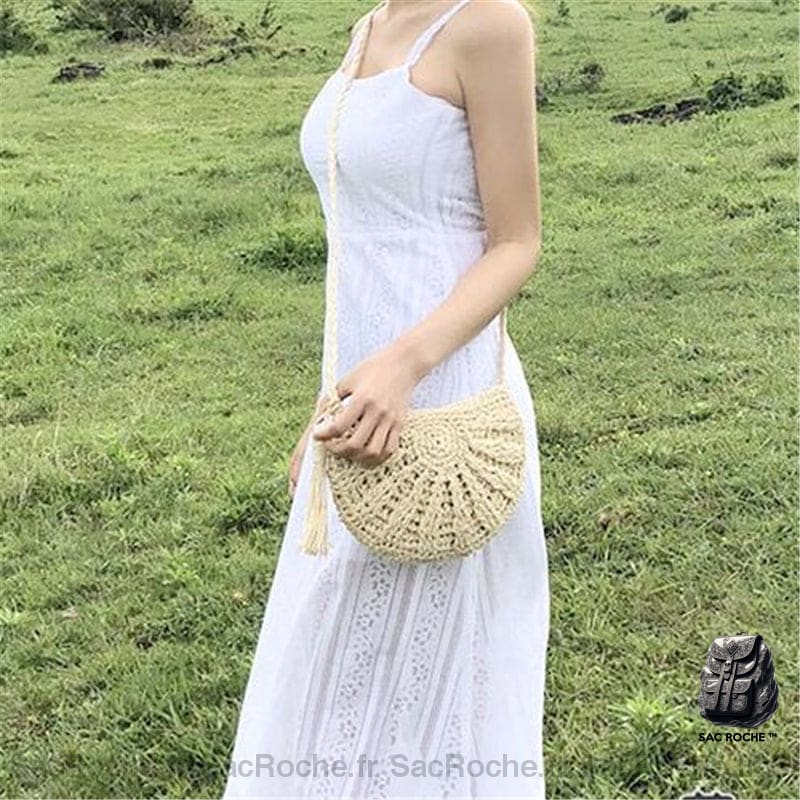 Sac Paille Femme Demi-Rond À Dos