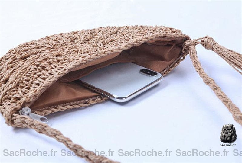 Sac Paille Femme Demi-Rond À Dos