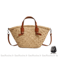 Sac Paille Femme Élégant. Marron Clair À Main