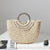 Sac Paille Rond Anses Demi Lune - modèle Beige - Sac Roche ™