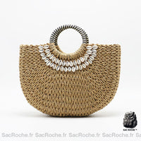 Sac Paille Rond Anses Demi Lune - Sac Roche ™