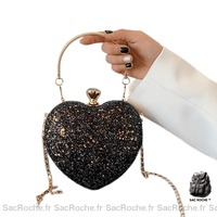 Sac Paillettes Femme Main Étincelant - modèle Noir / 17cm x 12cm x 7cm - Sac Roche ™